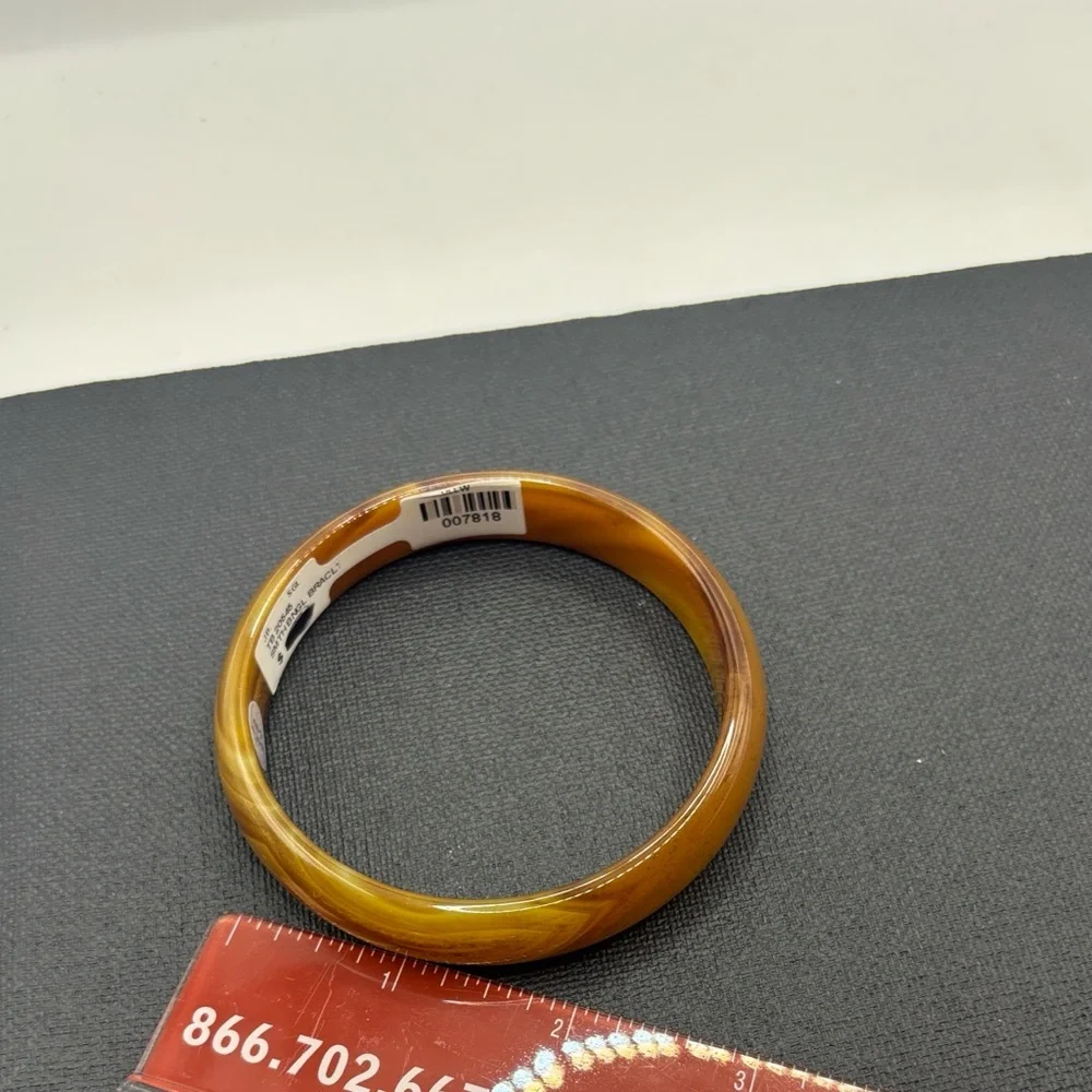 Glass Carmel Brown Agate Bangle Bracelet Swirl design boho vintage style NWT